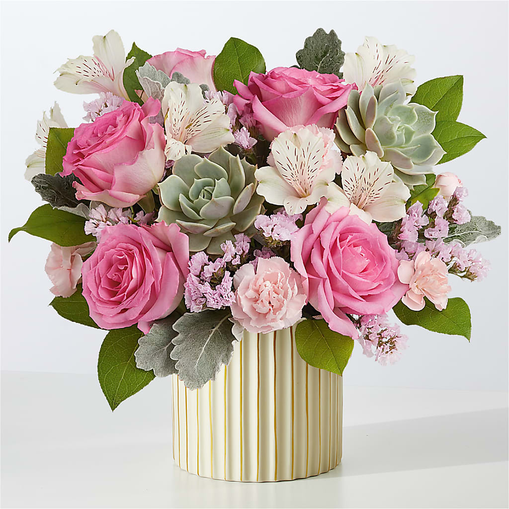 Dusty Rose Bouquet with Ivory Vase – Wolf Luna Bloom Llc, Plant City FL