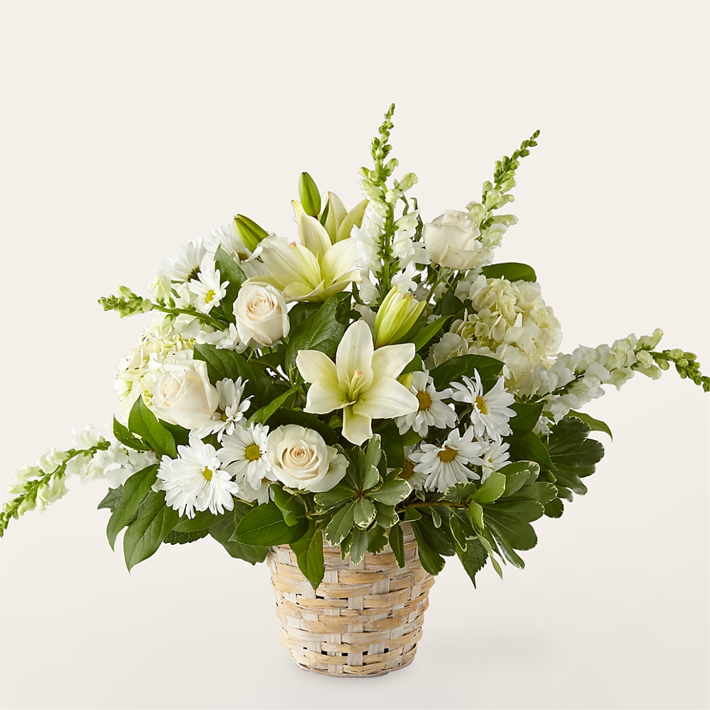 Ivory Elegance Floral Basket – Wolf Luna Bloom Llc, Plant City FL