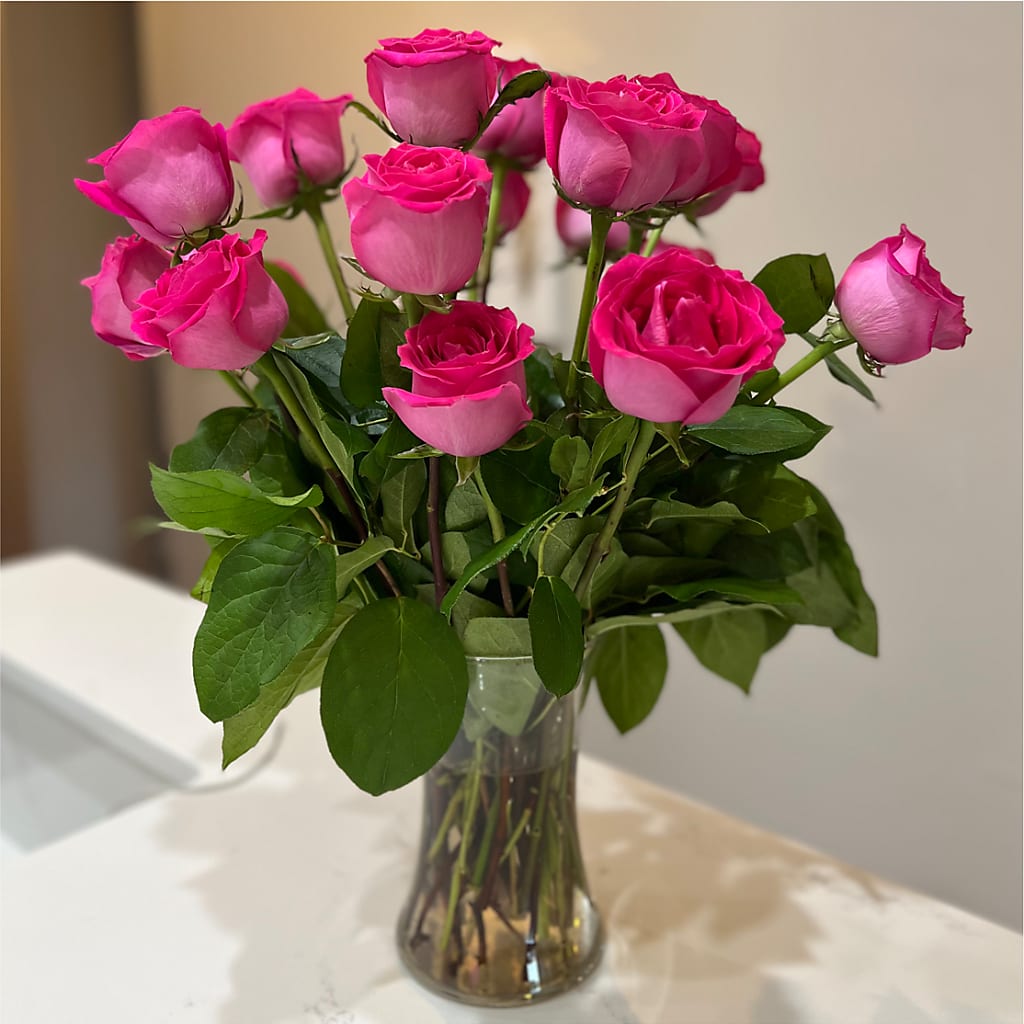 Long Stem Pink Rose Bouquet –  Wolf Luna Bloom Llc, Plant City FL
