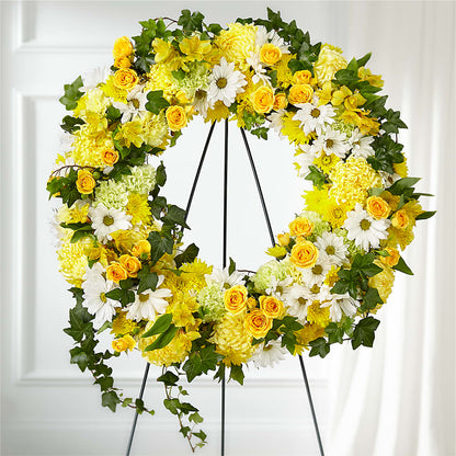 Golden Remembrance Wreath –  Wolf Luna Bloom Llc, Plant City FL