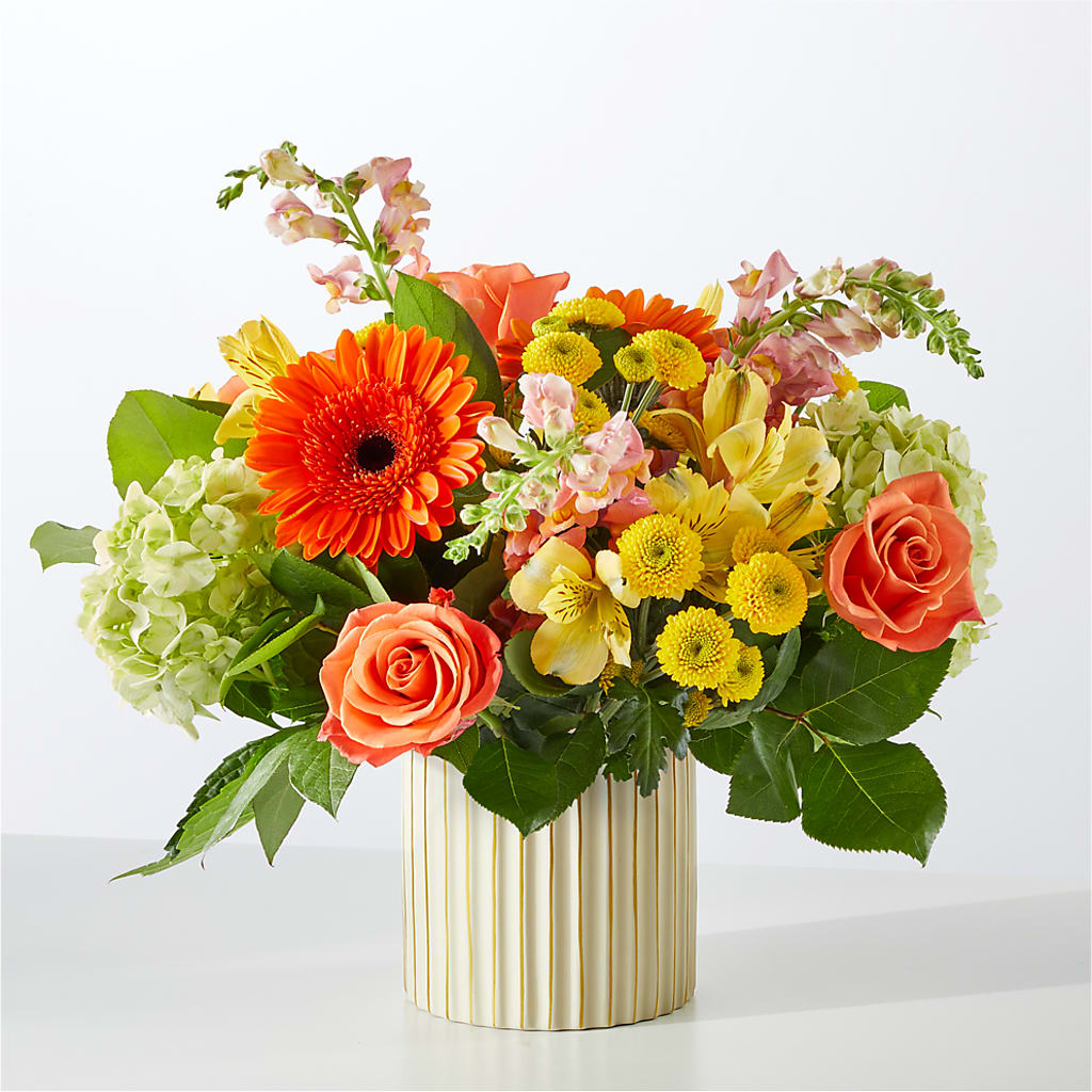Autumn Sunshine Bouquet with Ivory Vase –  Wolf Luna Bloom Llc, Plant City FL