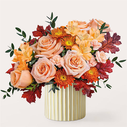 Spiced Latte Bouquet with Ivory Vase –  Wolf Luna Bloom Llc, Plant City FL