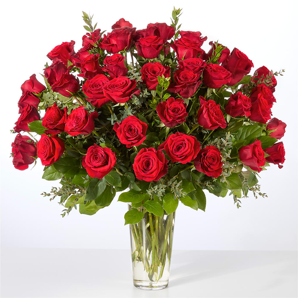 Forever Yours Fifty Stem Red Rose Bouquet –  Wolf Luna Bloom Llc, Plant City FL